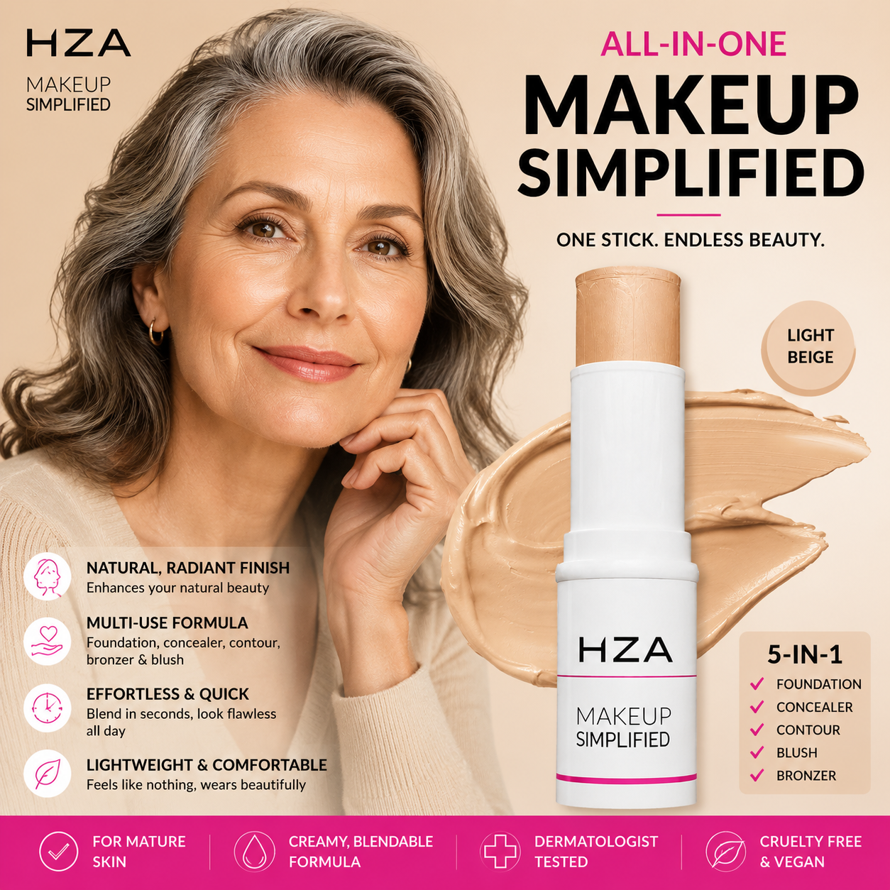 HZA Complexion Sticks, Foundation for Mature Skin