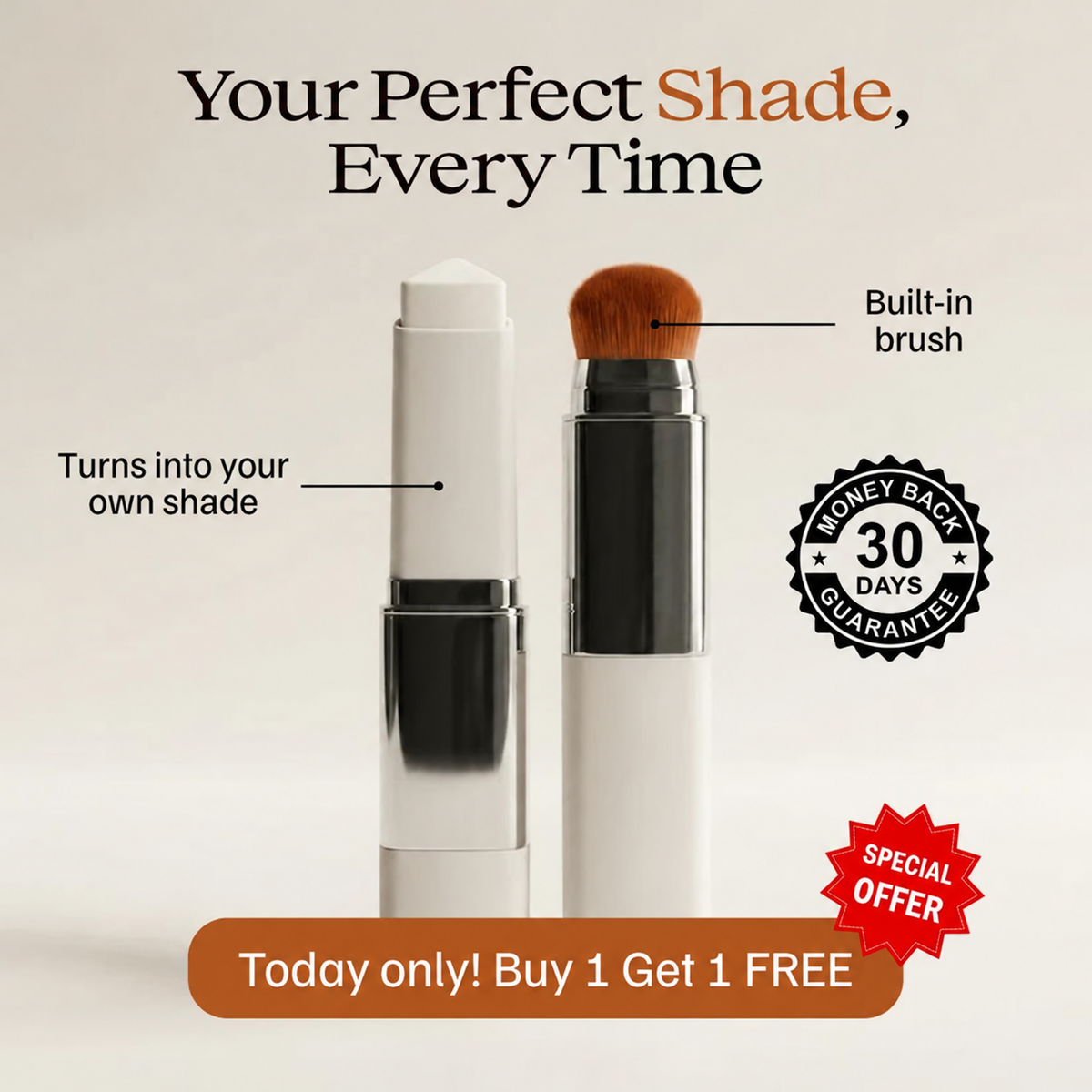 Buy 1 get 1 free (2Pcs) Color-Changing Foundation Stick