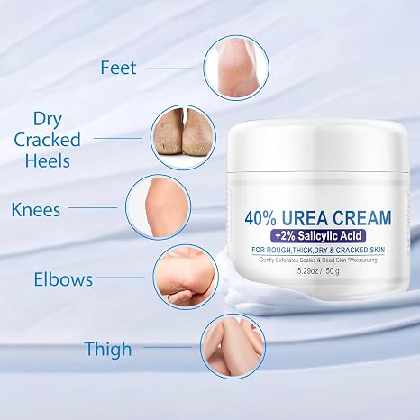 40% Urea Cream 2% Salicylic Acid Foot Cream for Dry Cracked Feet 5.29 oz