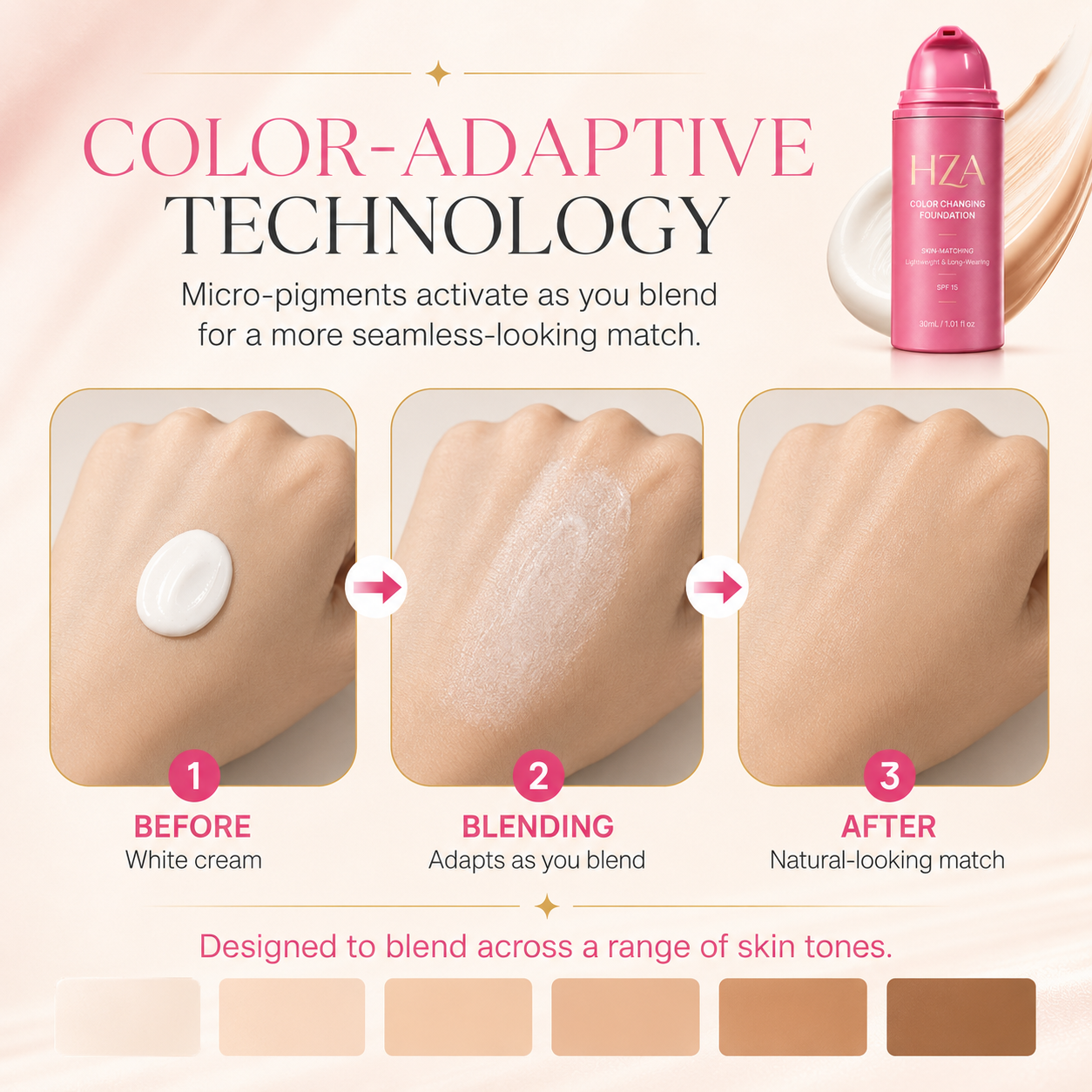 HZA Color-Changing Foundation – Adaptive Skin-Matching Lightweight Foundation