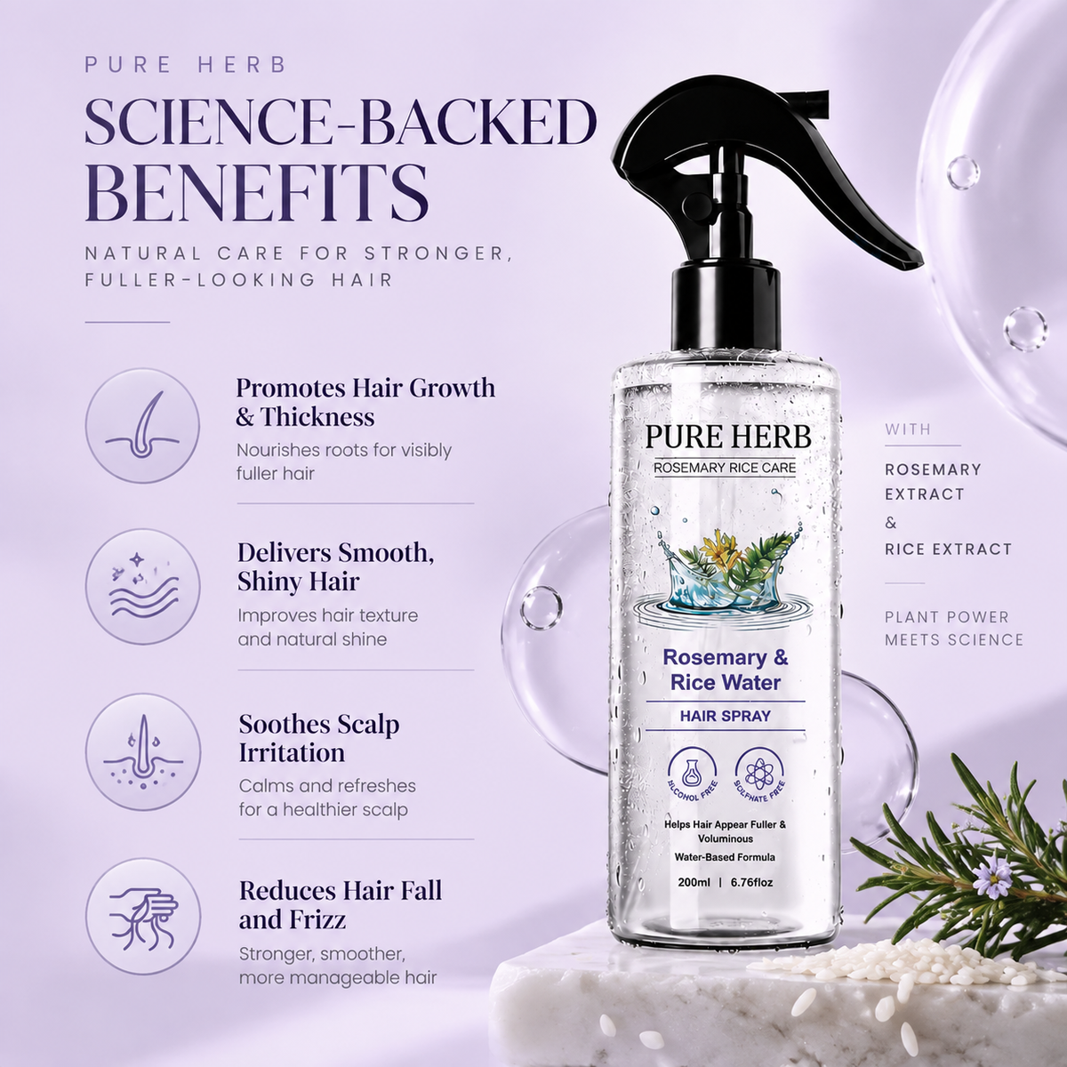 Rosemary & Rice Water Hair Growth Spray