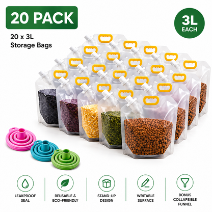 20 Pack Food Storage Bags, Leakproof & Moisture-Resistant Pouches for Pet Food, Kibble, Treats & Snacks